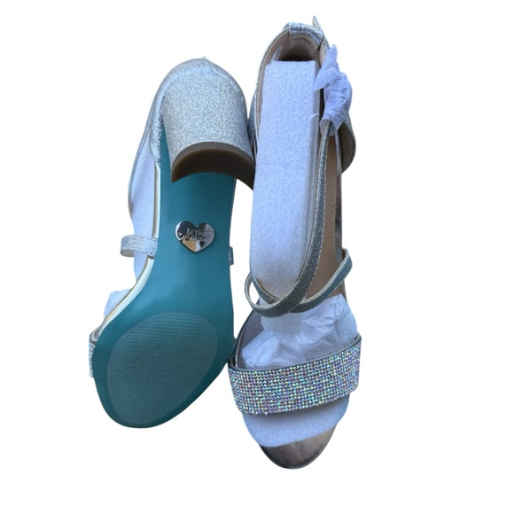 FINAL SALE❤️‍🔥Betsey Johnson Glitter Party Heels Blue Sole - Picture 3 of 6